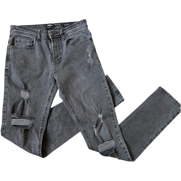 Cotton On Mens Ripped Skinny Black Jeans Slim Fit Distressed Denim Pants 28x32 - Picture 2 of 12